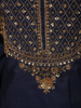 Deep Midnight Navy Blue Sequins Embroidered Design Tissue Silk Palazzo Suit with Dupatta