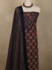 Deep Midnight Navy Blue Traditional Ajrakh Printed Design Cotton Unstitched Salwar Material