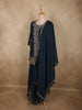 Deep Midnight Teal Blue Floral Zari Embroidered Design Georgette Palazzo Suit with Dupatta