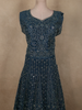 Deep Midnight Teal Blue Heavy Sequins and Stone Embellished Design Net Party Wear Gown