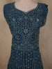 Deep Midnight Teal Blue Heavy Sequins and Stone Embellished Design Net Party Wear Gown