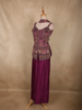Deep Mulberry Wine Purple Floral and Animal Motif Zari Embroidered Design Satin Palazzo Suit with Choker Dupatta