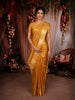 Deep Mustard Gold Floral Butta Woven Design Tissue Saree with Gold Zari Border