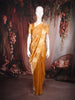 Deep Mustard Gold Floral Butta Woven Design Tissue Saree with Gold Zari Border
