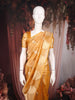 Deep Mustard Gold Floral Butta Woven Design Tissue Saree with Gold Zari Border
