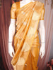 Deep Mustard Gold Floral Butta Woven Design Tissue Saree with Gold Zari Border