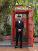 Deep Navy Blue Abstract Beads Embroidered Design Polynosic Wedding Men's Suit with Matching Pant