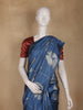 Deep Navy Blue Abstract Designed Semi Tussar Saree