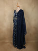 Deep Navy Blue Abstract Printed Design Georgette Anarkali Gown with Dupatta