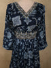 Deep Navy Blue Abstract Printed Design Georgette Anarkali Gown with Dupatta