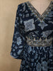 Deep Navy Blue Abstract Printed Design Georgette Anarkali Gown with Dupatta