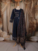 Deep Navy Blue Ajrakh Printed Design Cotton Anarkali Salwar Suit with Matching Dupatta