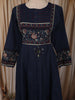 Deep Navy Blue Ajrakh Printed Design Cotton Anarkali Salwar Suit with Matching Dupatta