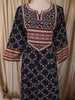 Deep Navy Blue Ajrakh Printed Design Cotton Anarkali Salwar Suit with Matching Dupatta