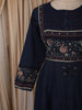 Deep Navy Blue Ajrakh Printed Design Cotton Anarkali Salwar Suit with Matching Dupatta