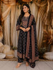 Deep Navy Blue Ajrakh Printed Design Cotton Anarkali Salwar Suit with Matching Dupatta