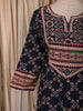 Deep Navy Blue Ajrakh Printed Design Cotton Anarkali Salwar Suit with Matching Dupatta