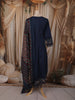 Deep Navy Blue Ajrakh Printed Design Cotton Anarkali Salwar Suit with Matching Dupatta