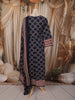 Deep Navy Blue Ajrakh Printed Design Cotton Anarkali Salwar Suit with Matching Dupatta