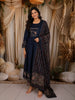 Deep Navy Blue Ajrakh Printed Design Cotton Anarkali Salwar Suit with Matching Dupatta