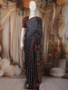 Deep Navy Blue Ajrakh Printed Design Crepe Saree