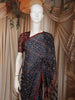 Deep Navy Blue Ajrakh Printed Design Crepe Saree