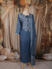 Deep Navy Blue Bandhani Inspired Printed Design Crepe Straight Cut Salwar Suit with Dupatta
