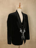 Deep Navy Blue Beads Embroidered Design Velvet Men's Suit