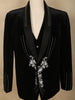 Deep Navy Blue Beads Embroidered Design Velvet Men's Suit