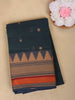 Deep Navy Blue Butta Design Cotton Saree With Contrast Border