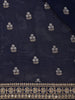 Deep Navy Blue Butta Design Organza Saree