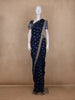 Deep Navy Blue Butta Design Organza Saree