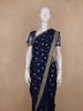 Deep Navy Blue Butta Design Organza Saree
