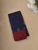 Deep Navy Blue Butta Design Semi Silk Fancy Saree with Contrast Border