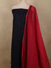 Deep Navy Blue Butta Woven Design Pure Cotton Unstitched Salwar Material with Contrast Dupatta