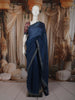 Deep Navy Blue Butta Woven Design Pure Organza Party Wear Saree with Scalloped Border