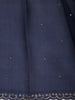 Deep Navy Blue Butta Zari Embroidered Design Pure Tussar Silk Fancy Saree with Scalloped Border