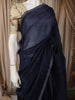 Deep Navy Blue Butta Zari Embroidered Design Pure Tussar Silk Fancy Saree with Scalloped Border