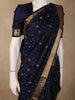 Deep Navy Blue Butta Zari Woven Design Kanchipuram Silk Saree with Zari Border