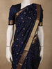 Deep Navy Blue Butta Zari Woven Design Kanchipuram Silk Saree with Zari Border