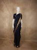 Deep Navy Blue Butta Zari Woven Design Kanchipuram Silk Saree with Zari Border