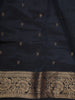 Deep Navy Blue Butta Zari Woven Design Pure Kanchipuram Silk Saree with Matching Zari Border