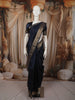 Deep Navy Blue Butta Zari Woven Design Pure Kanchipuram Silk Saree with Matching Zari Border