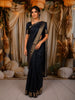 Deep Navy Blue Butta Zari Woven Design Pure Kanchipuram Silk Saree with Matching Zari Border