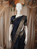Deep Navy Blue Butta Zari Woven Design Pure Kanchipuram Silk Saree with Matching Zari Border