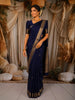 Deep Navy Blue Butta Zari Woven Design Pure Kanchipuram Silk Saree with Zari Border