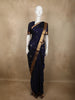 Deep Navy Blue Butta Zari Woven Design Pure Kanchipuram Silk Saree with Zari Border