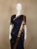 Deep Navy Blue Butta Zari Woven Design Pure Kanchipuram Silk Saree with Zari Border