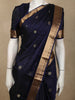 Deep Navy Blue Butta Zari Woven Design Pure Kanchipuram Silk Saree with Zari Border