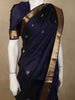 Deep Navy Blue Butta Zari Woven Design Pure Kanchipuram Silk Saree with Zari Border
